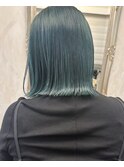 ぱつっとbob×アッシュグリーンカラー