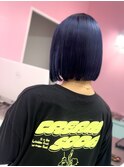ネイビーブルーボブ【山口市美容室】【山口市ハイトーン】