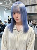 12974艶髪ネイビーブルーブルーシルバーストレートブルーカラー