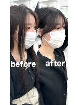 アマトウキョウ アユンチェ(AMA TOKYO×AYUNCHE) 前髪顔まわり韓国ヘアレイヤーカットサイドバンク2wayバンク韓国