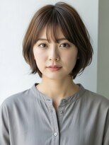 ラ パーチェ(La Pace)&nbsp;ショートボブレイヤーオリーブベージュ前髪ありニュアンスパーマ