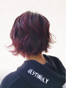 ダスティ 豊科駅前店(Dasty) ハイライト×クランベリーレッド