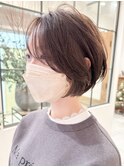 大人可愛い20代30代40代小顔ウルフレイヤーボブ丸みショートボブ