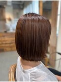 オレンジブラウン/ブラントカット/艶髪ボブ[元町/石川町]