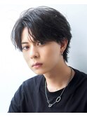 韓国ヘアカルマパーマカルマバングセンターパート黒髪ウルフ