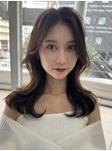 くびれミディ小顔韓国ヘア/暗髪シースルーバング20代30代/銀座