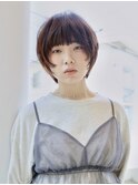 厚めバング/ウルフ/マッシュショート/アッシュブラウン/元町