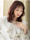 チェリーレッド大人可愛い波巻き毛先パーマA0上尾20代30代
