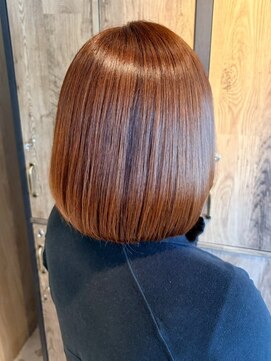 ナフィ バイ エイム 町田店(Nafie by eim) 艶髪コンパクトボブ/暖色系オレンジブラウン/髪質改善ストレート
