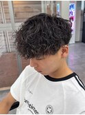 シャドウパーマラウンドマッシュフェザーパーマメンズパーマ眉毛