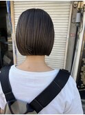 【117hairgarage】イメチェン_シンプルボブ_オリーブカラー