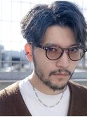 ツイストパーマ七三オールバックマッシュウルフスリークショート