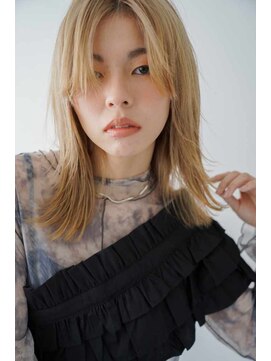 トクテ 吉祥寺(tokute) くびレイヤーエモージュ前髪モテベージュレイヤーミディ/吉祥寺