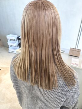 ハイライトカラーミルクティーベージュケアブリーチダブルカラー