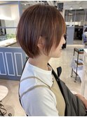 小顔効果のアゴラインショートオレンジブラウン赤羽美容室