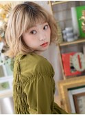 ★外国人風ハイトーンカラー大人ガーリーボブパーマ10代20代★2