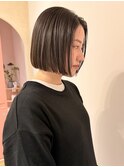 切りっぱなしボブタッセルボブダブルカラーハイライトグレージュ