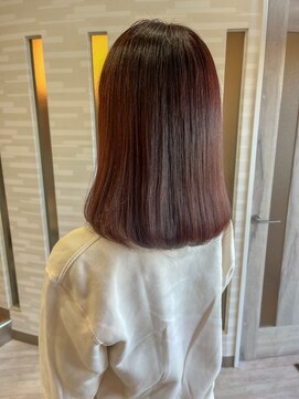 ムゥフ ヘアーアンドアイラッシュ(mouf hair&eyelash) 【50・60代】縮毛矯正×ストロベリーレッド