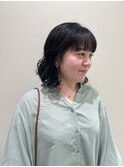 【ハクラ】ボブパーマ コテ巻き風パーマ 黒髪パーマ
