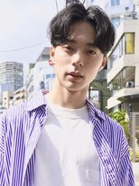 ディッセンバー 神宮前(December)&nbsp;★アッシュブラックニュアンスパーマウルフ メンズカット 波巻き