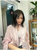 鎖骨ミディアム/フェイスレイヤー/オリーブグレージュ