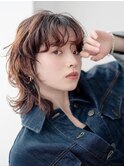 ミディアムレイヤー 美髪 透明感 イメチェン くびれ 髪質改善