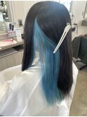 10代20代大人可愛い透明感水色インナーカラー