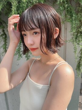 グレーブラウン似合わせカット/ミニボブレイヤー/ダークアッシュ