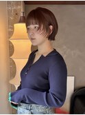 ブリーチなしカシスブラウン×レイヤーボブ