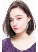大人かわいい伸ばしかけグレージュナチュラルボブ