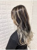 【Ash高幡不動店×山崎】コントラストホワイトバレイヤージュ