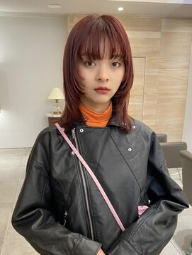 トップヘアー スパアンドリラクゼーション 安城(spa&relaxation) ミディアムウルフ/レッドカラー/レッドブラウン