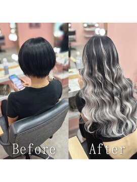 あるじゃんすー 天神店 ホワイトシルバー#シールエクステ#バレイヤージュ#韓国#天神