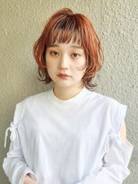 スーハ 恵比寿(SUUHA)&nbsp;伸ばしかけボブ→マッシュウルフ/ハイトーン/オレンジカラー