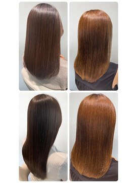 美容室フルール 縮毛矯正ロング♪コスメストレート髪質改善ココアベージュ