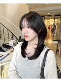 ハッシュカットレイヤーカットセミロング黒髪10代20代30代