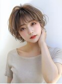 ナチュラルボブミニウルフチェリーブラウン20代30代40代50代