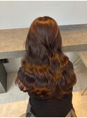 大人女子の艶ブラウンロングで韓国風ベージュカラー郡山で人気◎