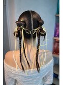 【ツインアレンジ】結婚式銀座お団子カチモリタイトヘアセット