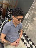 リバースセンターパートニュアンスパーマニュアンスウルフダウ T