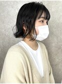 外ハネボブくびれミディインナーカラーベージュカラーグレージュ