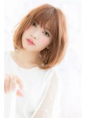 くせ毛風大人かわいいミルクティーピンクエアリーパーマボブa1