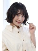 20代30代40代切りっぱなし波ウェーブシースルーバングボブ