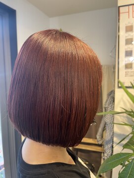 オリーブ(Olive) 50代の^結べるミニボブ ワインレッドカラー