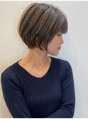 大人ショートボブショートカットココアアッシュくびれミディ