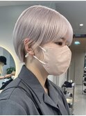 ショートボブ大人ショートハンサムショート前髪ありベージュ