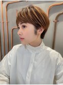 小顔丸みショート/ブリーチなし透明感カラー/大宮