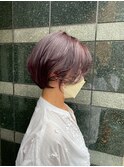 うる艶暖色カラー/透け感ショートボブ