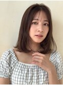 ワンカールミディアム/シースルーバング/オリーブベージュ
