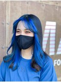 大人気のブルー系でフェイスフレーミングカラー